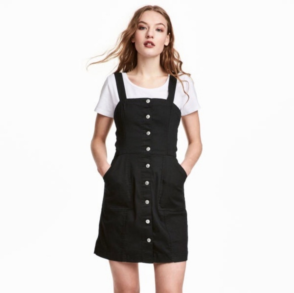 Black Denim Overall Dress